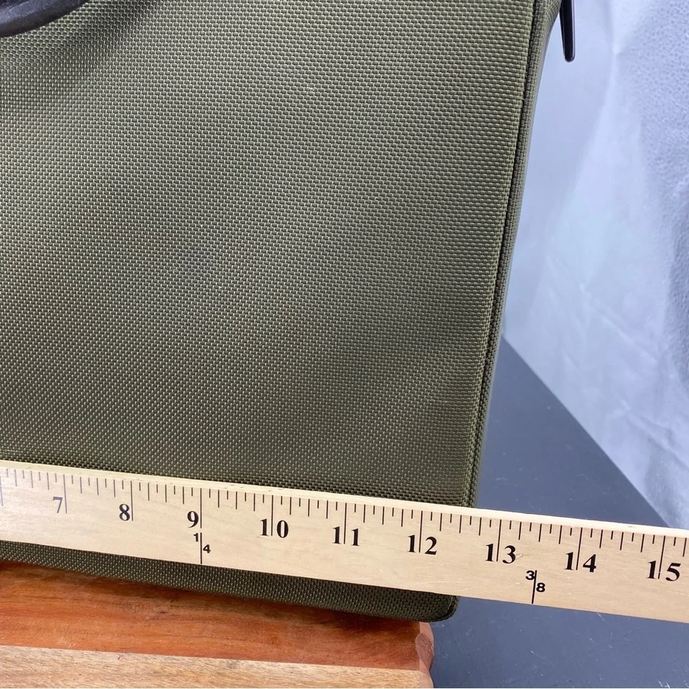Acme Made laptop‎ briefcase green canvas with leather handles